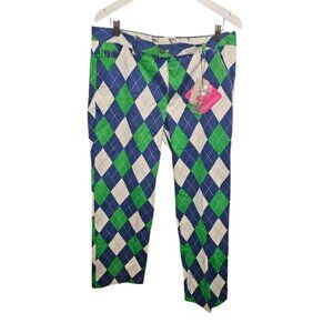 Royal & Awesome Blues On The Greens Argyle Golf Pants 36/30 Polyester Mens NWT